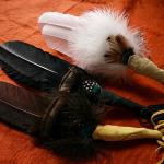 Prayer Feather smudging fans - Double Feathered.